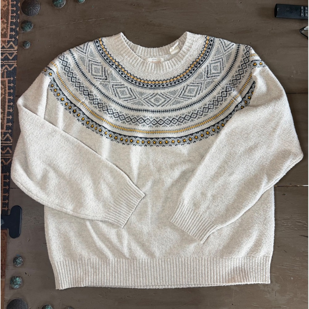 Weatherproof Vintage Womens Cabincore Crew Neck Sweater Oatmeal Large SKU575